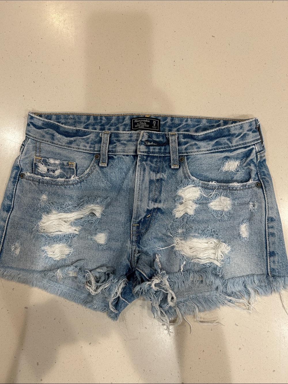 Abercrombie & Fitch Distressed Light Blue Denim Cutoff Shorts